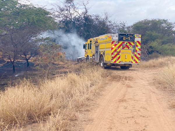 Firefighters Contain Brush Fire In Maui Lani News Sports Jobs Maui News